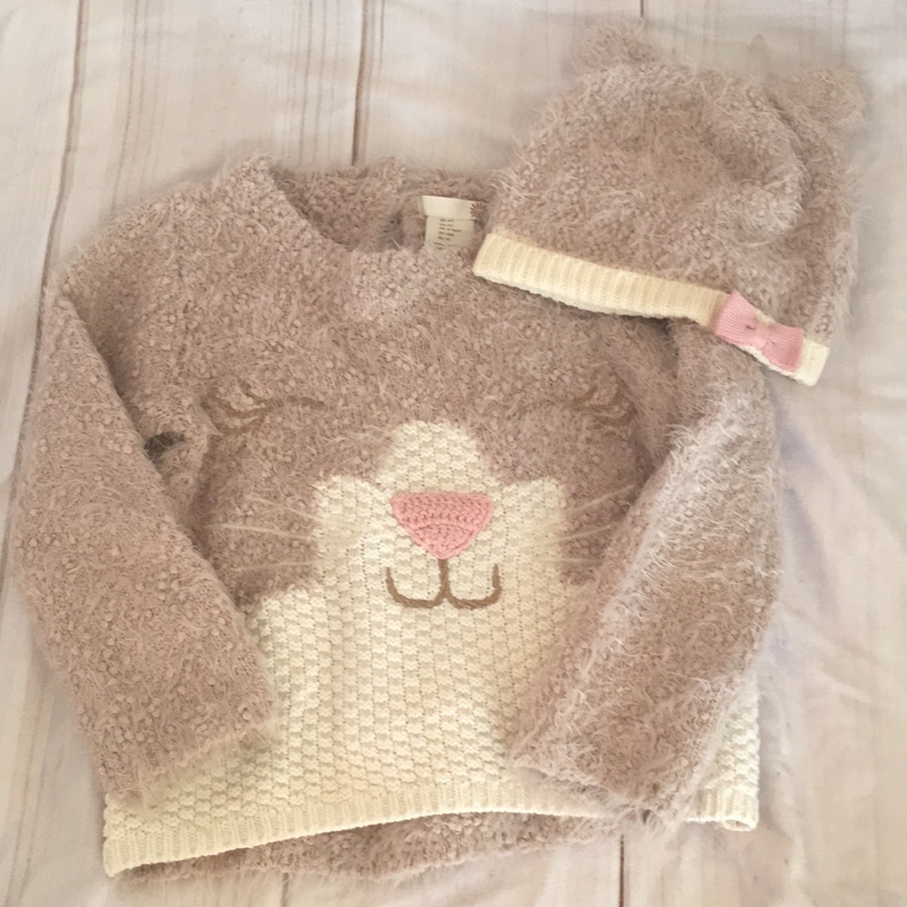 Mauve fuzzy sweater with hat
